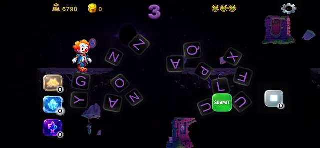 Word Run cliff level with the clown runner